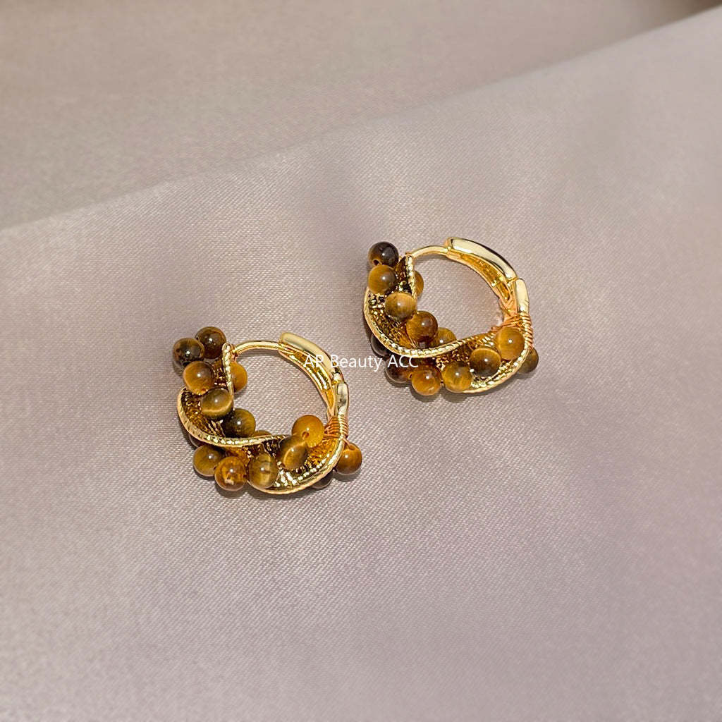 C관 - 호안석 핸드메이드 트위스트 원형 귀걸이 [7149] 25.11-4