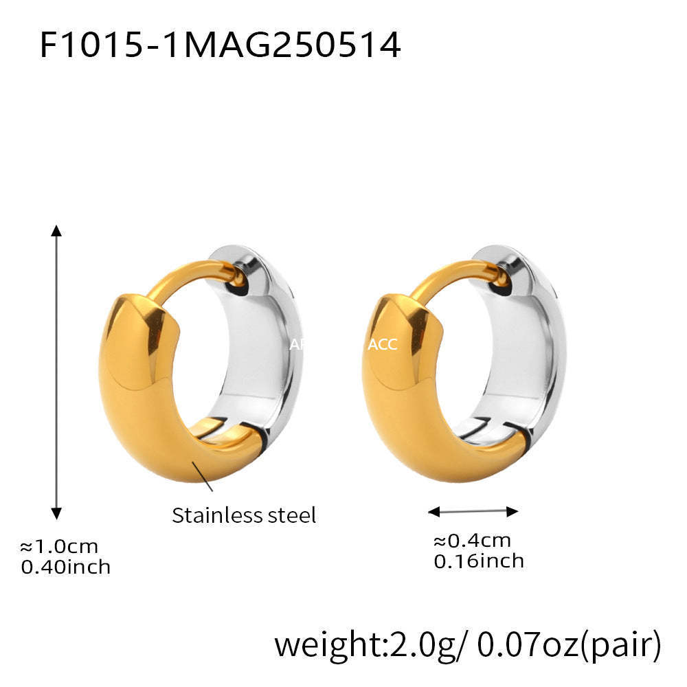 D관 - 투톤 원형 18K 도금 스테인리스 스틸 귀걸이 [F1015-F1098] 25.05-4