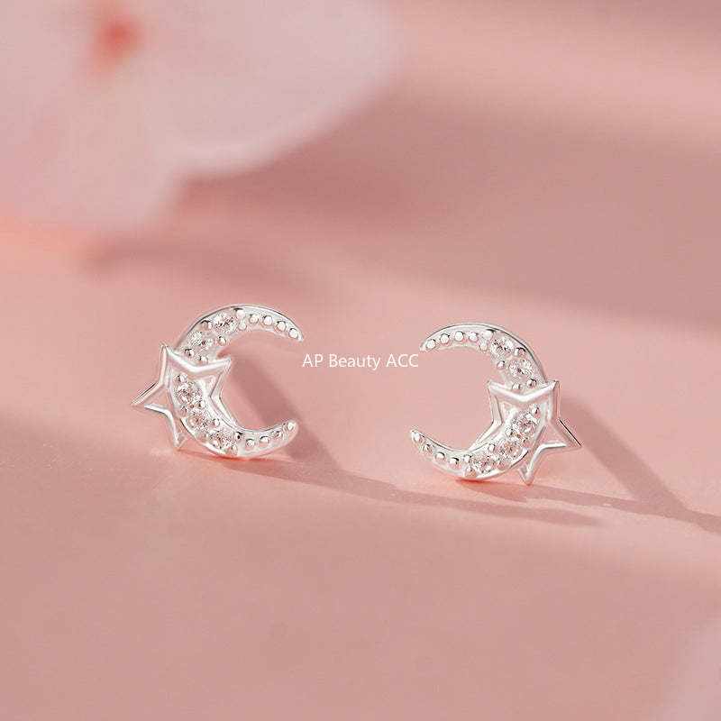 B관 - 999 실버 달 별 디자인 귀걸이 [YC4490E_1] 25.11-3