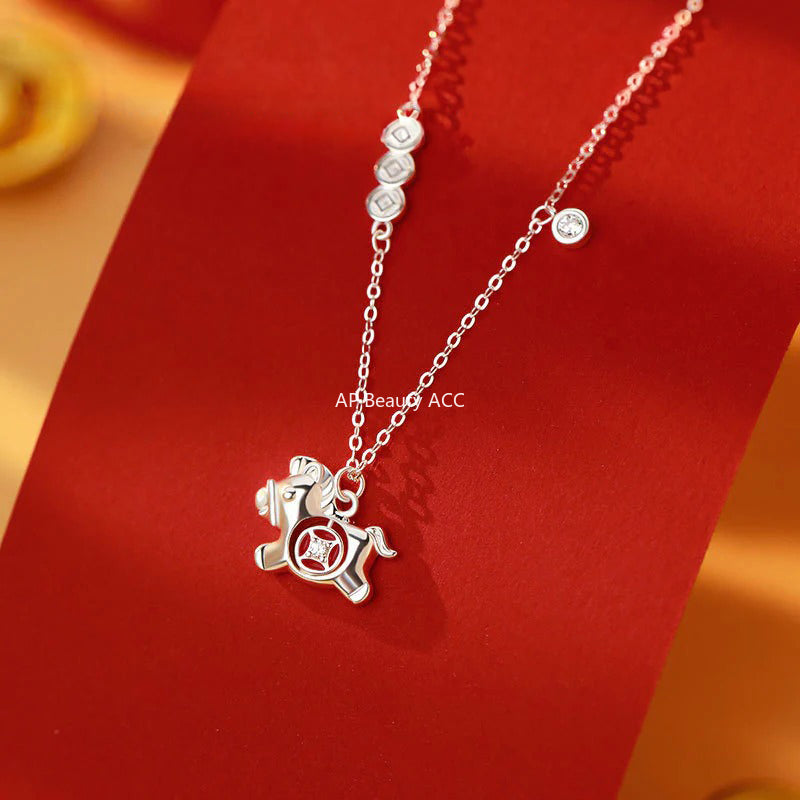 B관 - 999 실버 말 동전 디자인 귀걸이 목걸이 반지 [YC3989E_1 YC10302E_1 YC2294N_1] 25.11-2