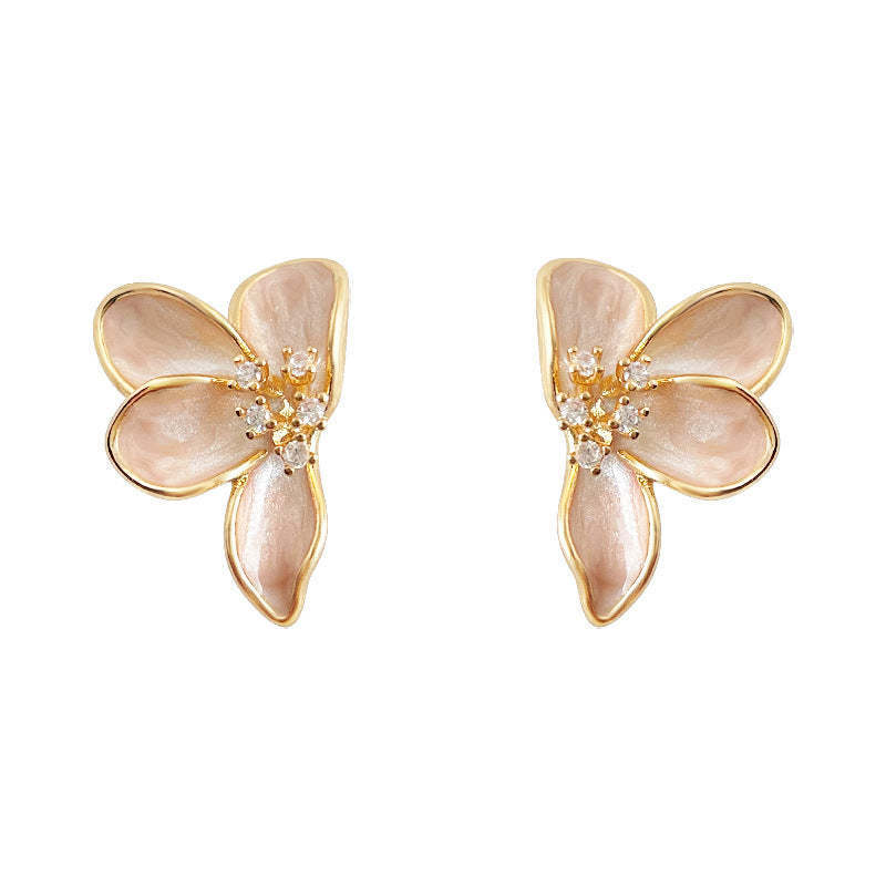 C관 - 925 은침 핸드페인팅 미니 큐빅 플라워 대칭 귀걸이 [6950] 25.10-5