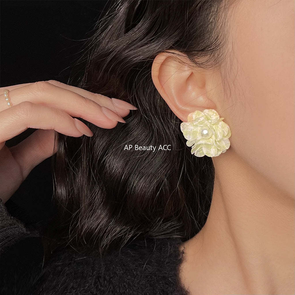 C관 - 패브릭 플라워 레진 진주 귀걸이 [5599-5600] 25.02-3