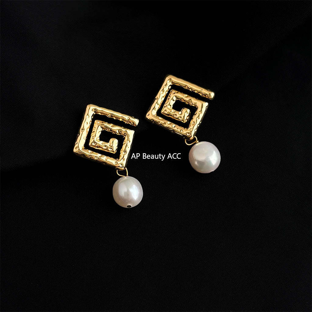 C관 - 담수 진주 골드 도금 나선형 이어커프 귀걸이 [EJ0203P] 25.02-3
