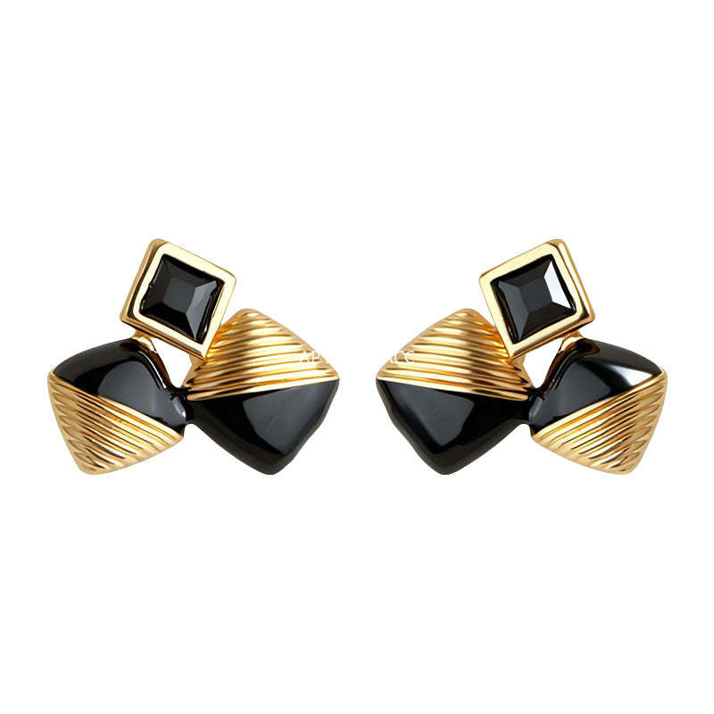 C관 - 블랙 사각 큐빅 925 은침 귀걸이 [7182] 25.12-1