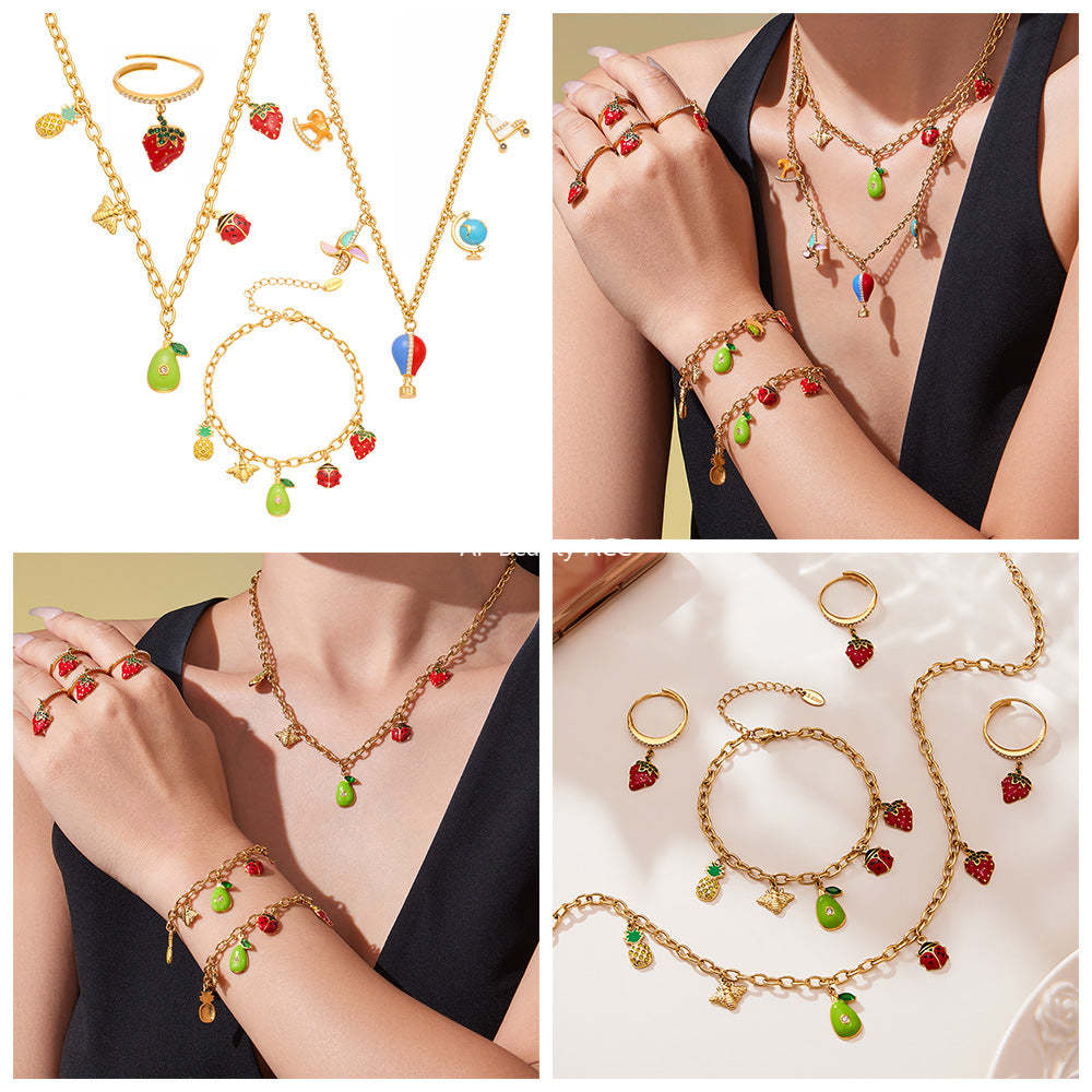 D관 - 스테인리스 스틸 큐빅 과일 열기구 지구본 펜던트 목걸이 팔찌 반지 [TXP422] 25.10-4