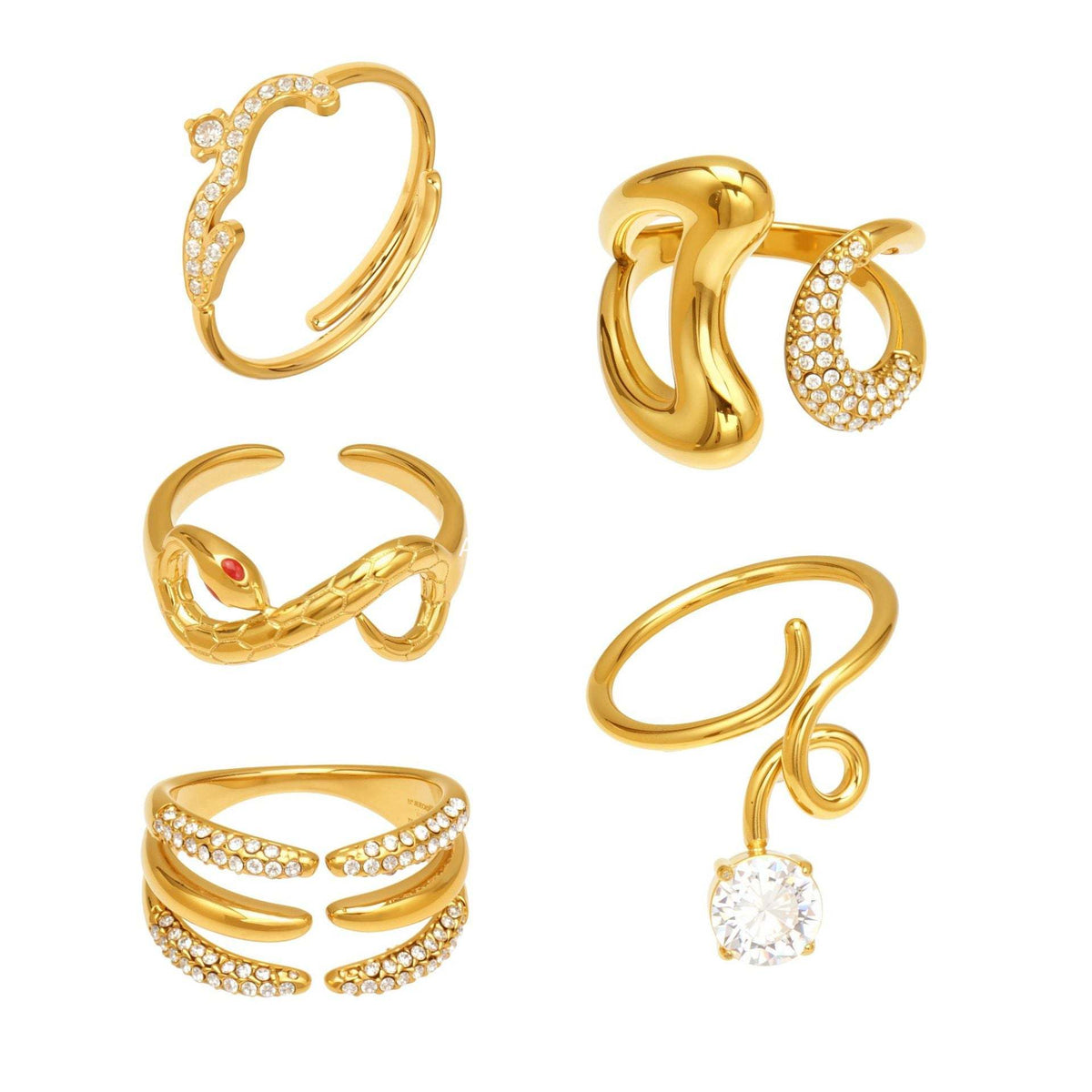 D관 - 스테인리스 스틸 18K 도금 미니 큐빅 오픈형 반지 [A382-A-A622-A674] 25.12-3