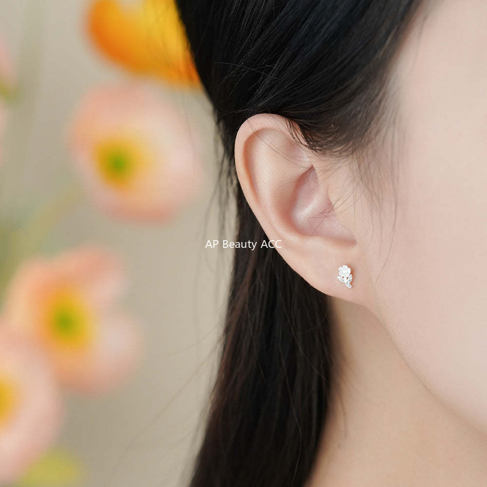 B관 - 999 실버 장미 플라워 귀걸이 [YC3052E_1] 25.11-4