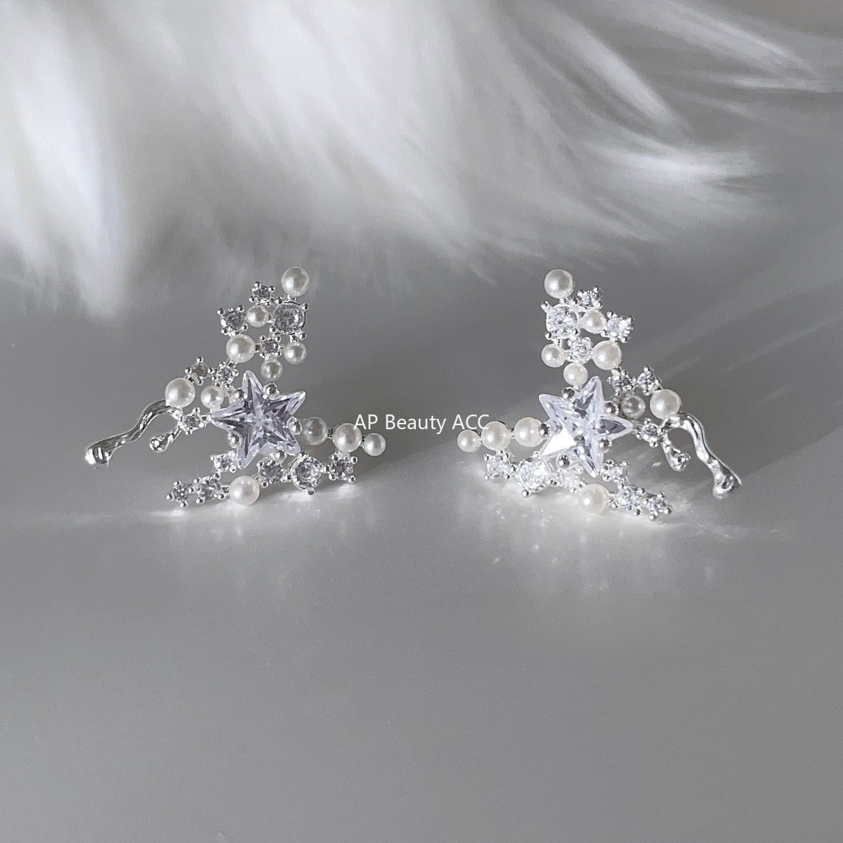 A관 - 블링블링 큐빅 진주 나비 모양 귀걸이 [EH-4146] 25.10-1