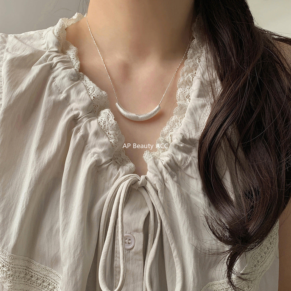 A관 - 925 실버 샌딩 스마일 튜브 왁스끈 목걸이 [1357-1358] 25.10-2