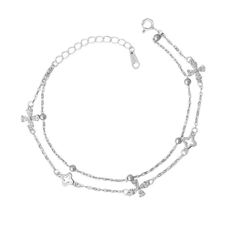 B관 - 925 실버 큐빅 네잎클로버 더블 레이어 팔찌 [YC4257SL_2] 25.10-4