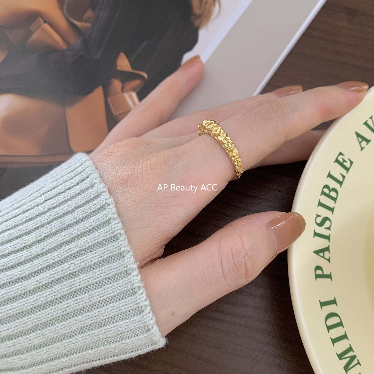 F관 - 925 실버 비정형 요철 포일 질감 오픈형 반지 [J1393] 25.12-3