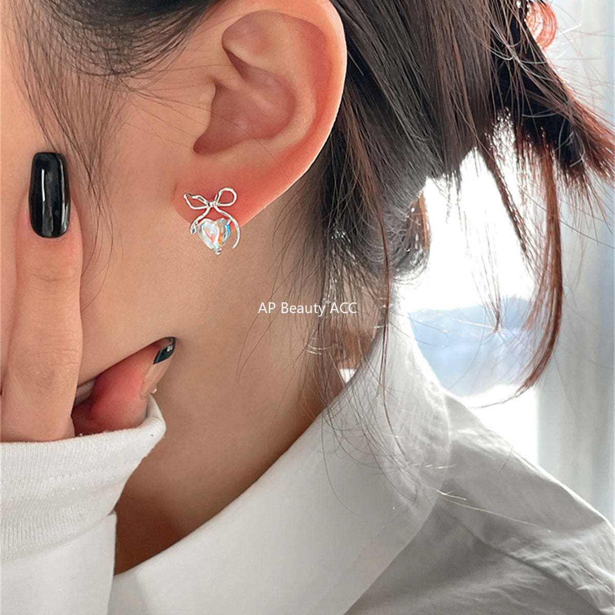 A관 - 하트 리본 은침 귀걸이 [EH-3549] 25.05-4