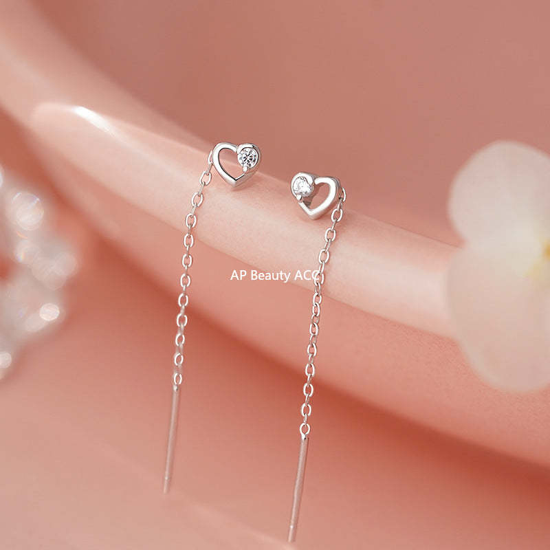 B관 - 925 실버 하트 큐빅 드롭 귀걸이 [YC2766E_1] 25.11-1