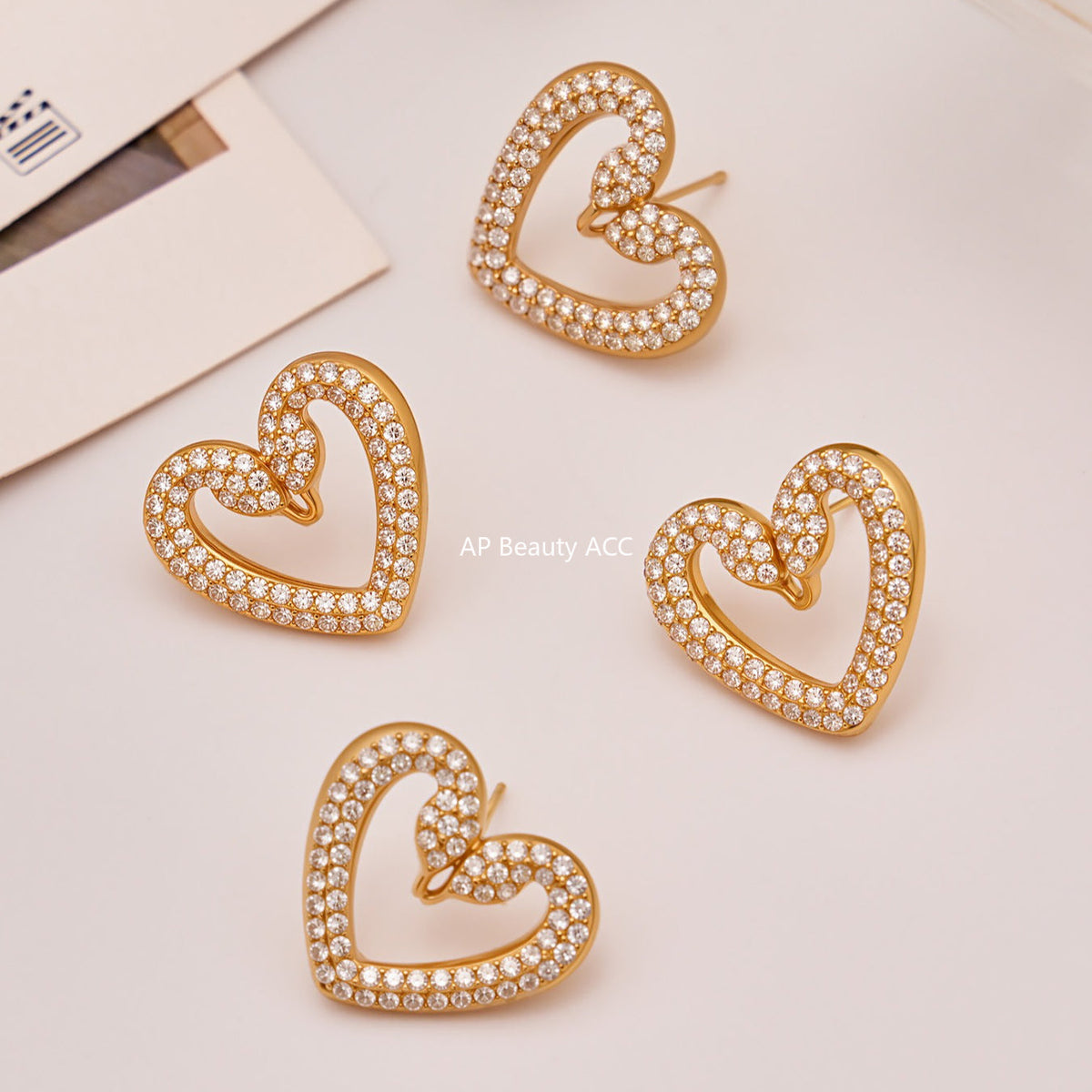 D관 - 스테인리스 스틸 풀큐빅 더블 스완 하트 목걸이 팔찌 반지 귀걸이 [TXP431] 25.10-3