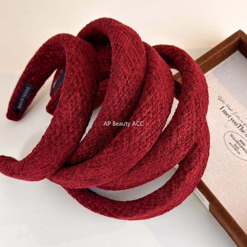 E관 - 레드 모직 스펀지 와이드 머리띠 [27747] 25.12-1