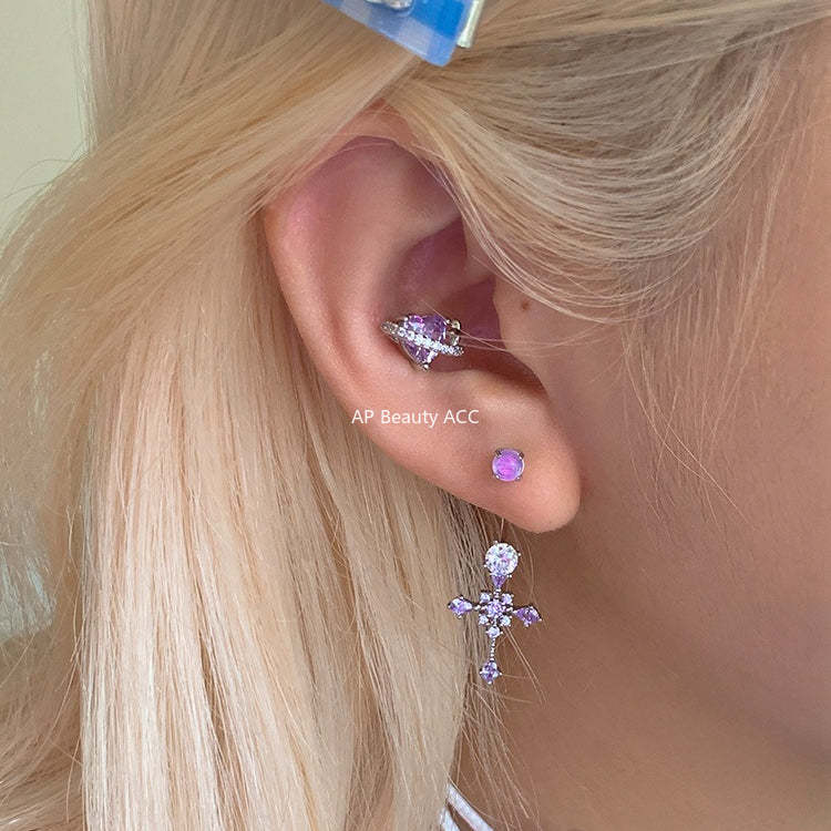 A관 - 큐빅 십자가 티타늄 스틸 귀걸이 [EH-4326] 25.12-2