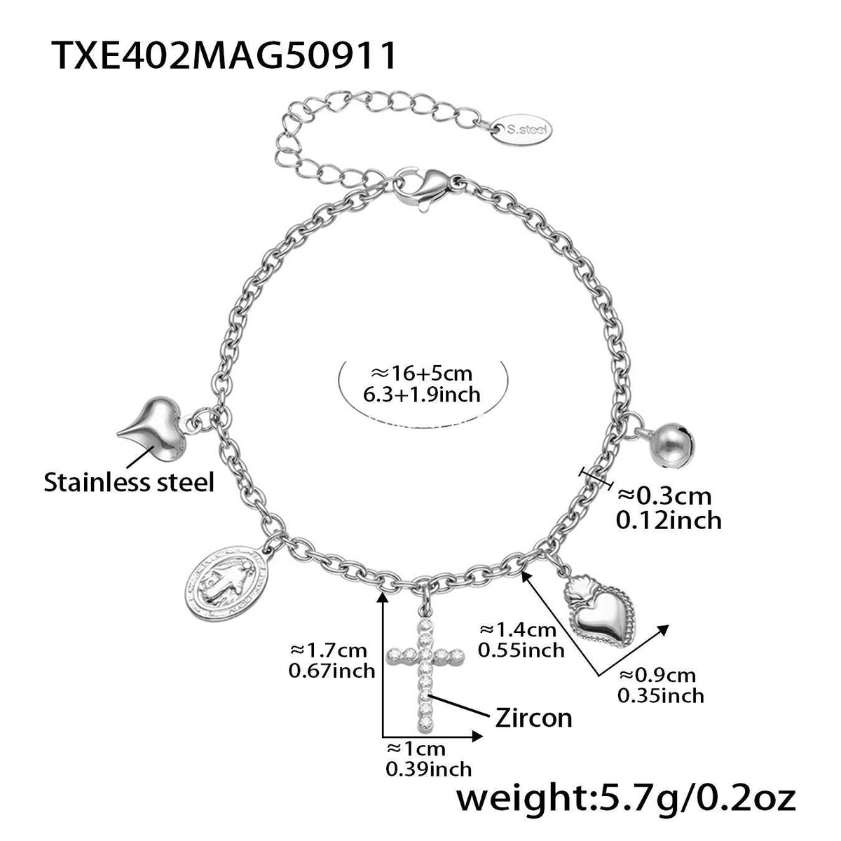 D관 - 스테인리스 스틸 십자가 해양생물 펜던트 목걸이 팔찌 [TXP402-TXE402-P1049] 25.09-3