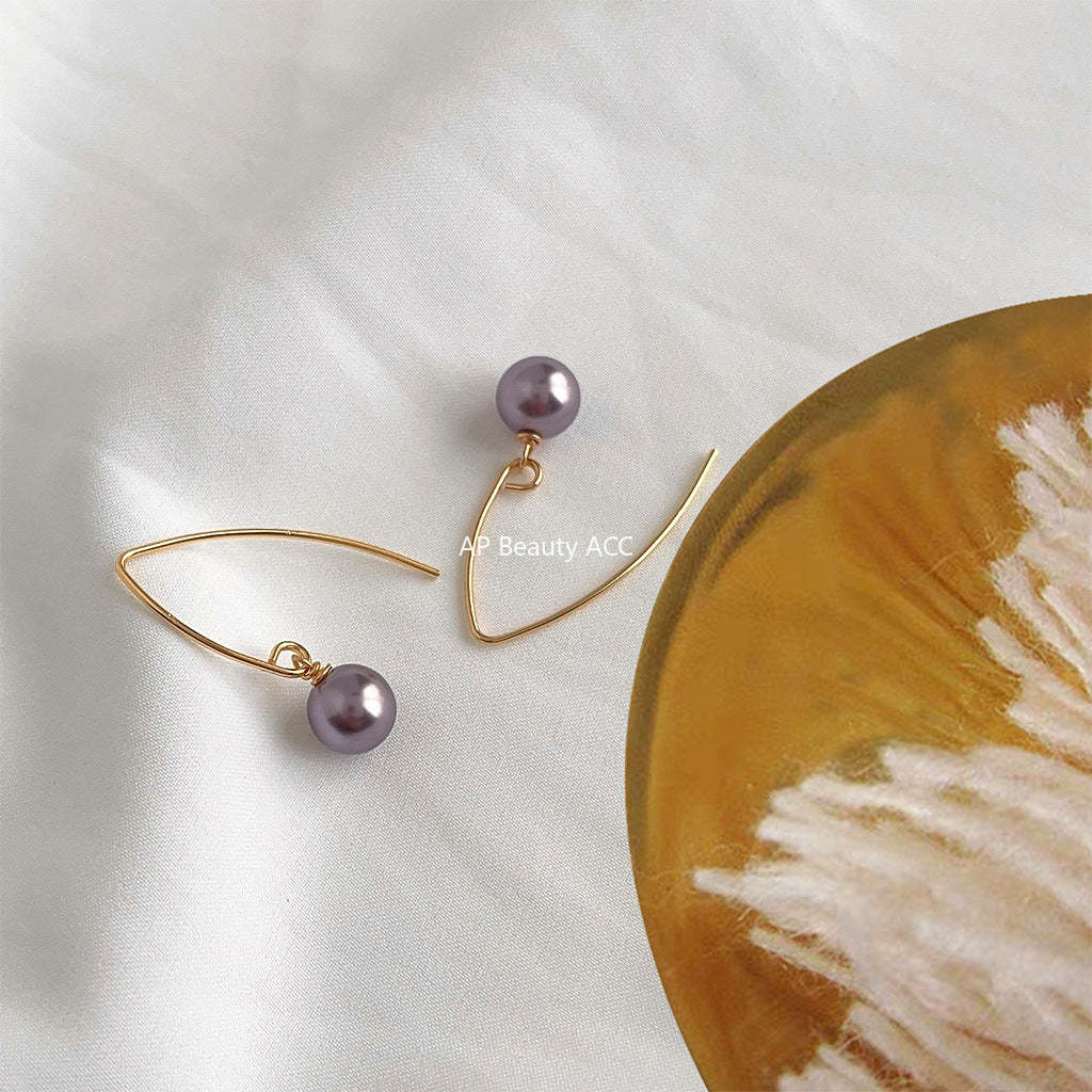 C관 - 고급스러운 핸드메이드 글라스 진주 은침 귀걸이 [3996] 24.05-3