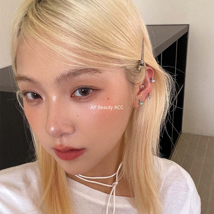 A관 - 행성 디자인 큐빅 티타늄 스틸 피어싱 귀걸이 [EH-4343] 25.12-2