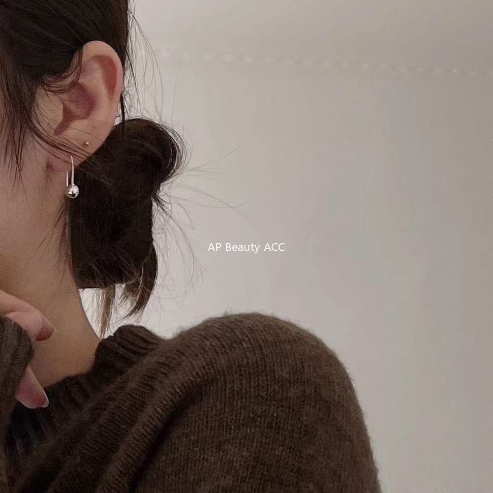 F관 - 925 실버 비즈 볼 후크 귀걸이 [C883] 25.12-1