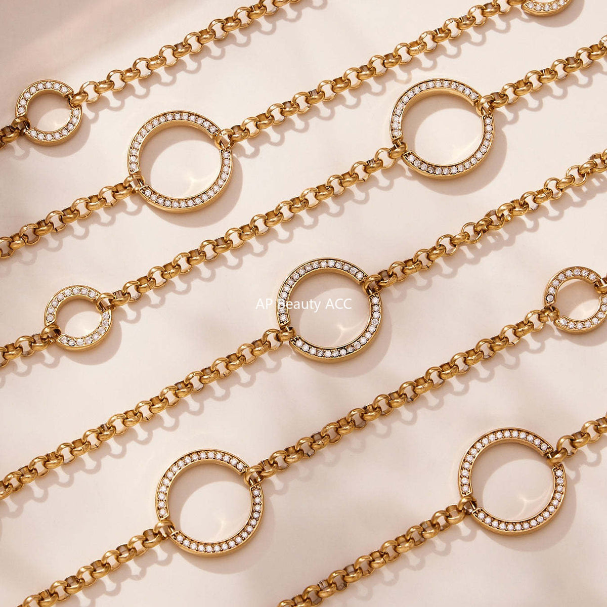 D관 - 큐빅 O체인 더블 레이어드 스테인리스 스틸 롱 목걸이 [M085] 25.11-3