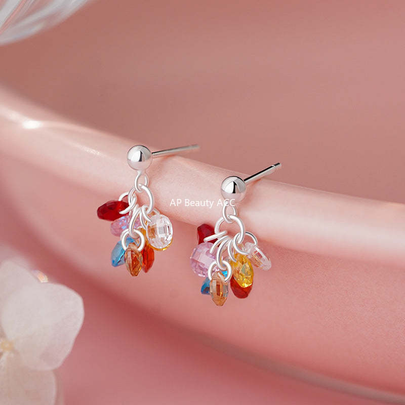 B관 - 925 실버 포도 컬러 큐빅 비즈 귀걸이 [YC4885E_2] 25.09-4