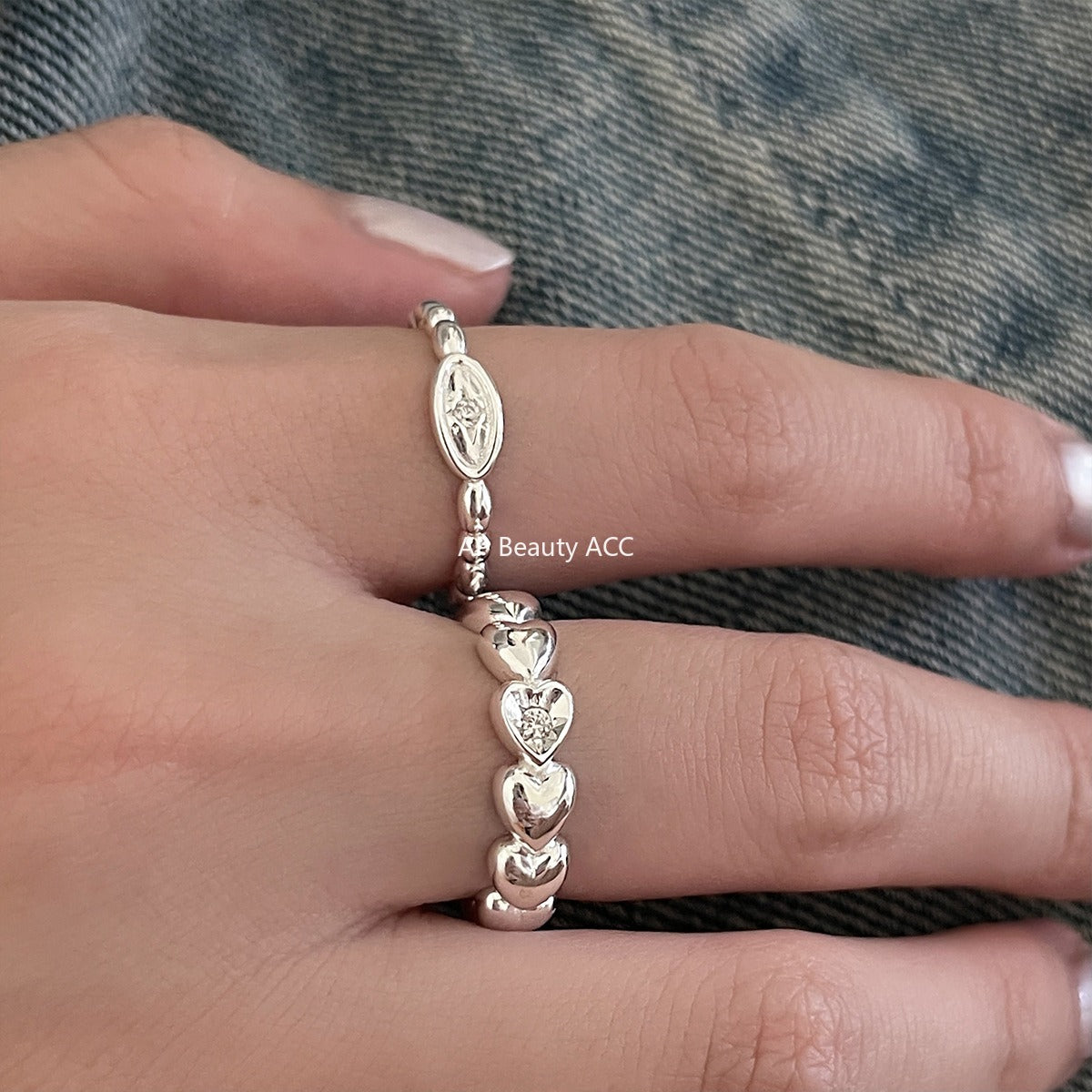 A관 - 925 실버 하트 별 큐빅 오픈형 반지 [JZ-0719] 25.11-1