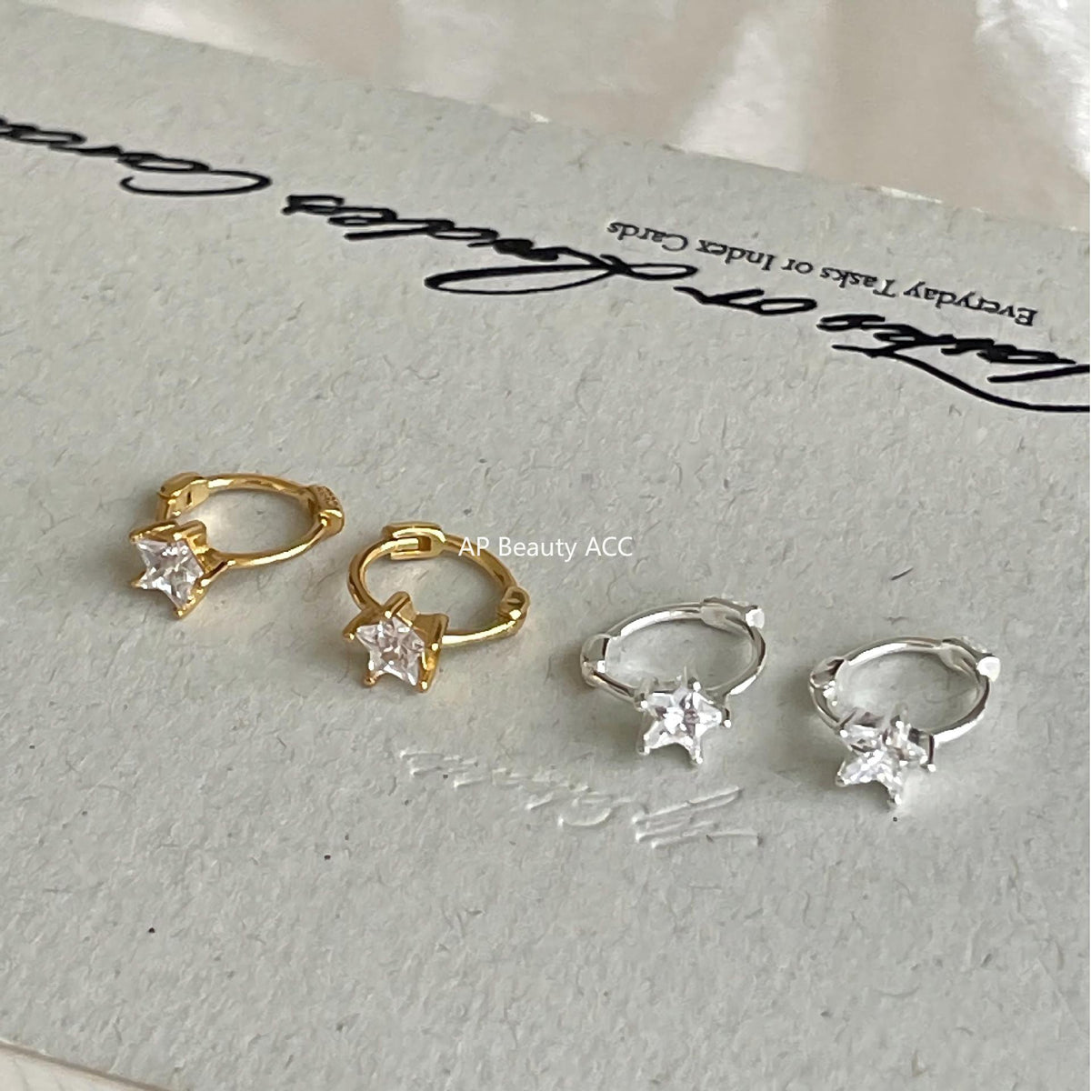 F관 - 925 실버 별 큐빅 링 귀걸이 [C1423] 25.11-4