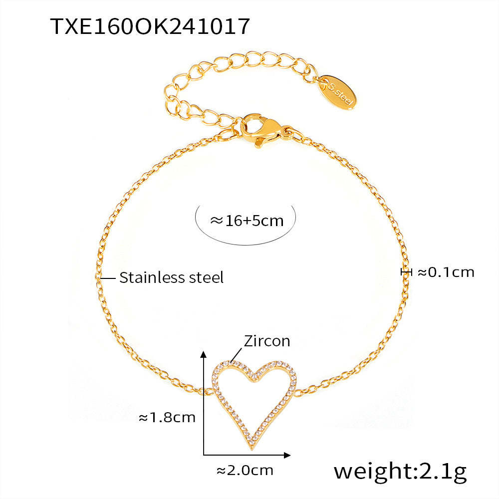 D관 - 스테인리스 스틸 큐빅 하트 디자인 팔찌 목걸이 [XP160-TXE160-P1694] 24.10-4