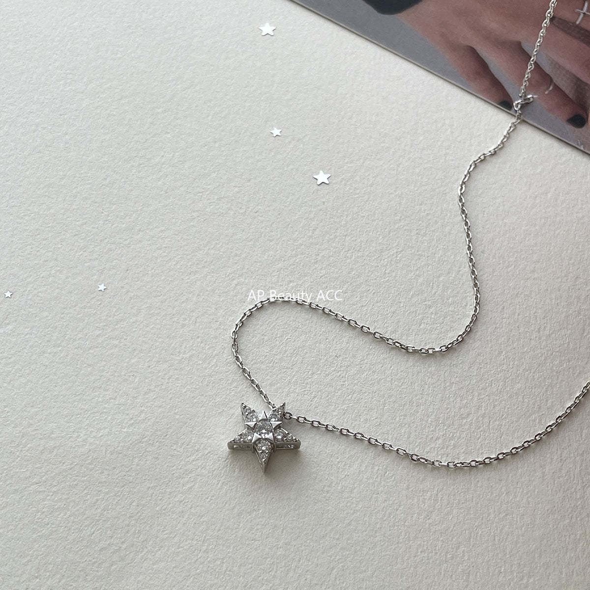 A관 - 925 실버 큐빅 별 펜던트 체인 목걸이 [XL-1212] 25.10-4