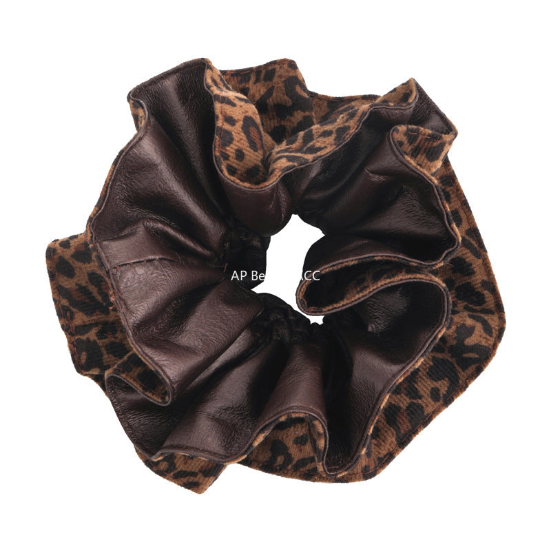 E관 - PU가죽 호피 패턴 양면 곱창 헤어밴드 [27666] 25.11-2