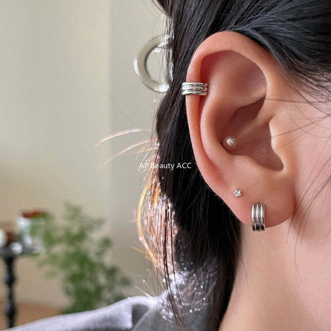 A관 - 925 은침 겹처진 코일 모양 링 귀걸이 [EH-3132.SJ] 25.12-2