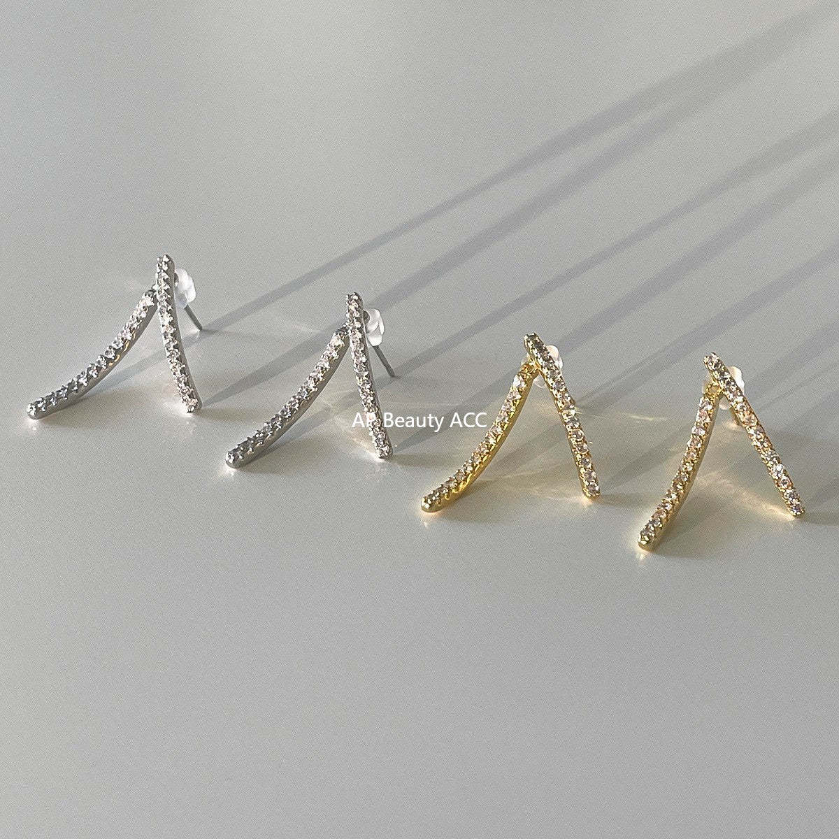 A관 - 925 은침 지오메트릭 라인 큐빅 귀걸이 [EH-4018] 25.10-2