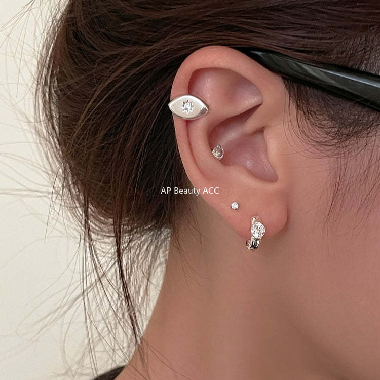 A관 - 원형 큐빅 925 은침 링 귀걸이 [EH-3522.SJ] 25.12-2