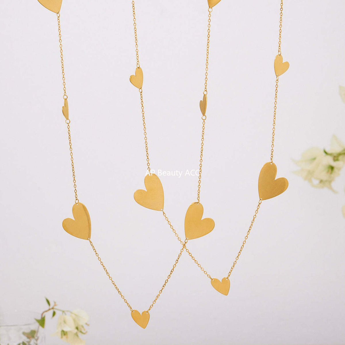 D관 - 스테인리스 18K 도금 비대칭 하트 디자인 목걸이 귀걸이 반지 [TXP462] 25.10-5