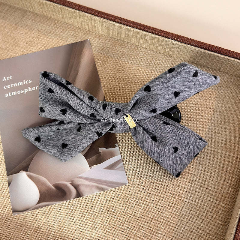 E관 - 체크 도트 리본 골드 포인트 집게핀 [27749] 25.12-1