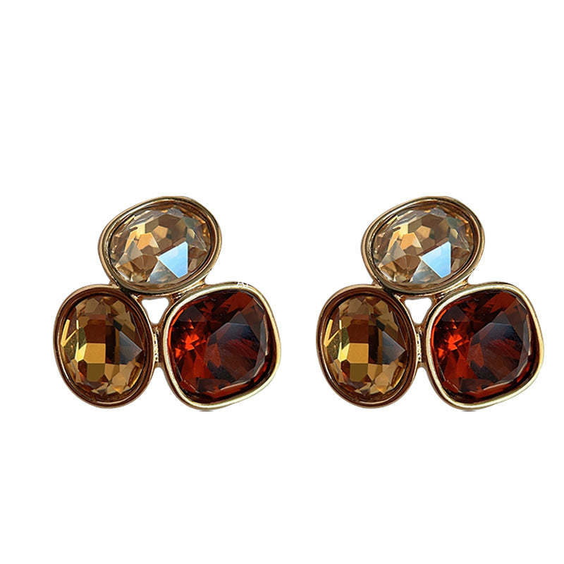 C관 - 14K 도금 유리 크리스탈 베이직 심플 귀걸이 [4144] 24.06-1