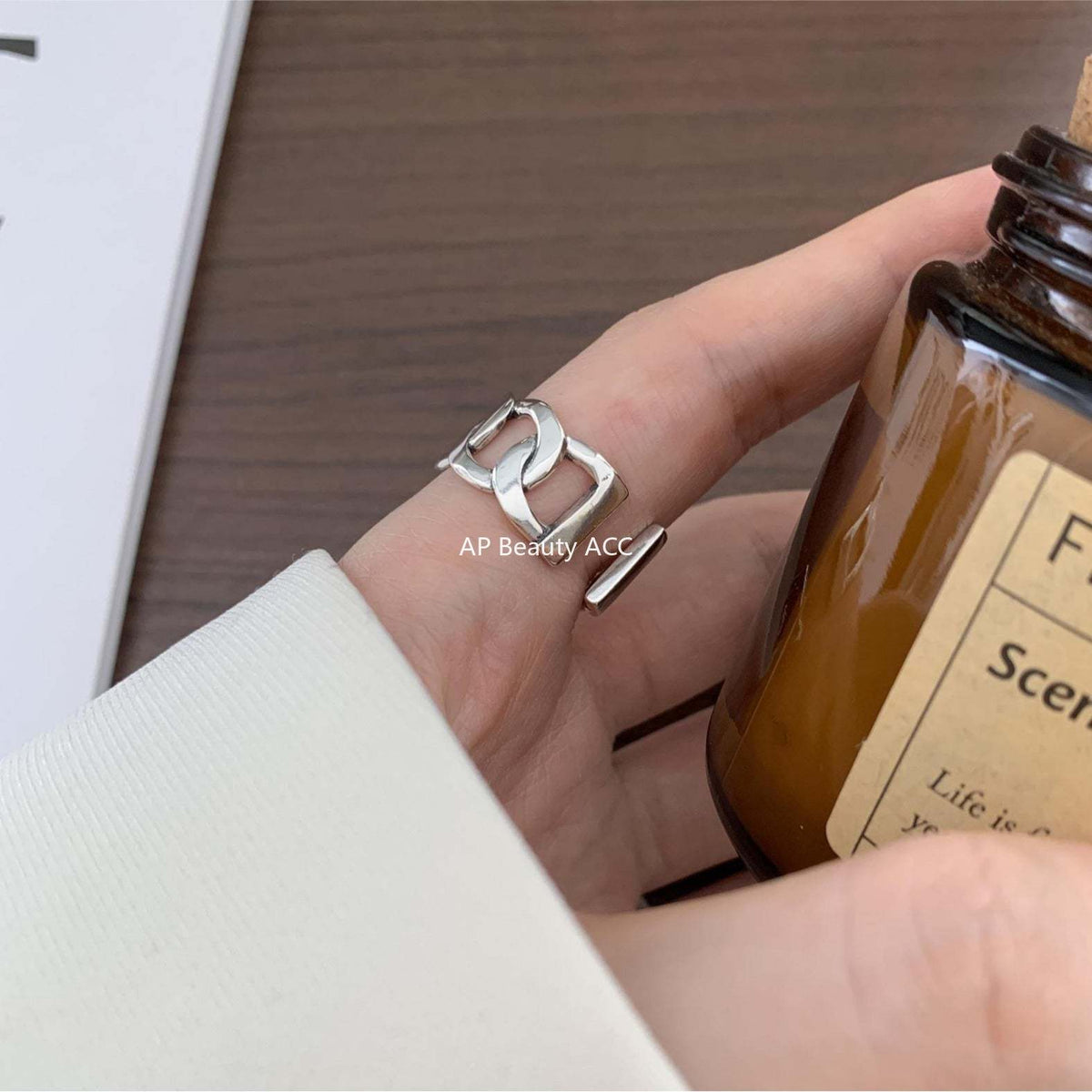 F관 - 925 실버 볼드 체인 오픈형 반지 [J549] 25.12-2