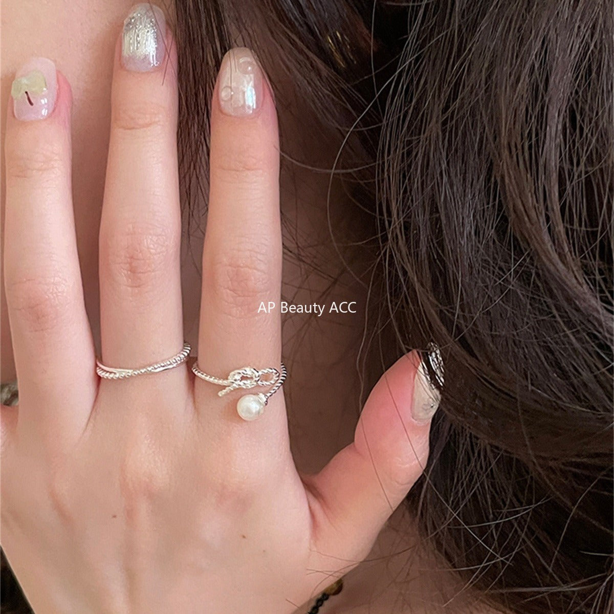 A관 - 925 실버 진주 리본 디자인 오픈형 반지 [JZ-0702] 25.11-1