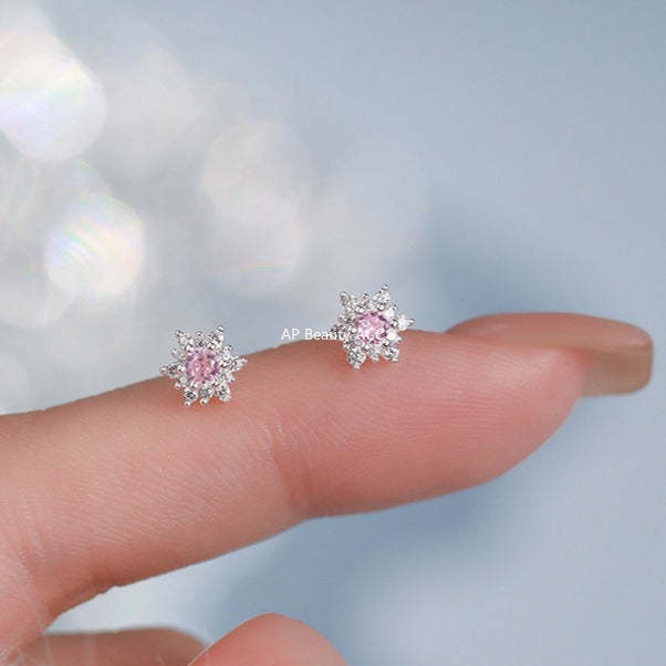 B관 - 999 실버 눈꽃 모양 큐빅 귀걸이 [YC5733E_2] 25.12-3