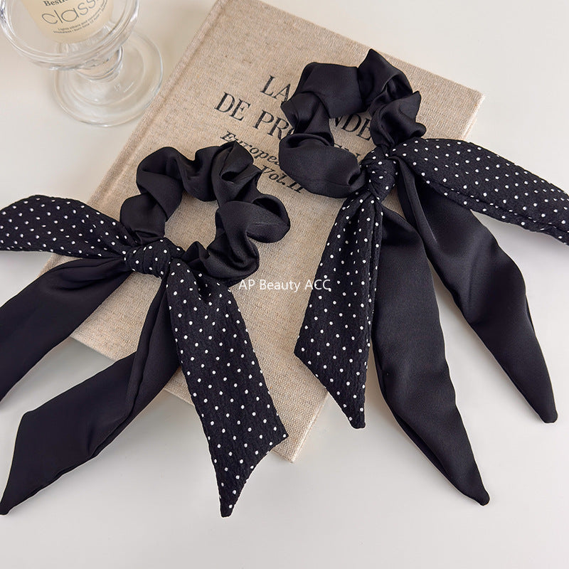 E관 - 도트 패턴 리본 디자인 머리끈 헤어밴드 [27568] 25.10-3