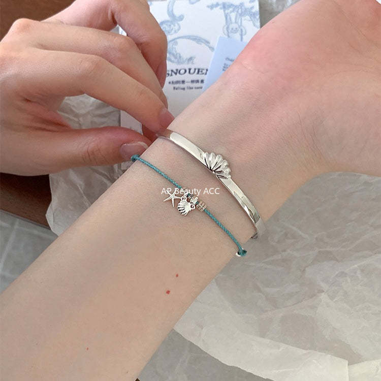 A관 - 불가사리 조개 925 실버 스트랩 팔찌 [SL-488] 25.12-1