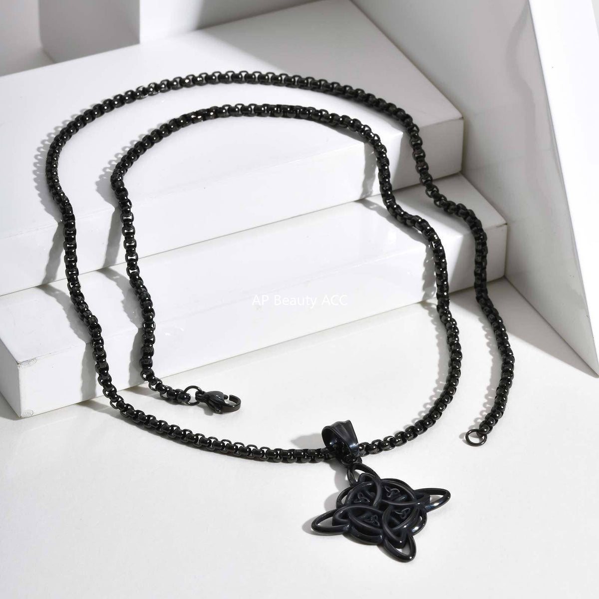 G관 - 스테인리스 스틸 원형 매듭 디자인 펜던트 목걸이 [PN-1945] 25.10-5