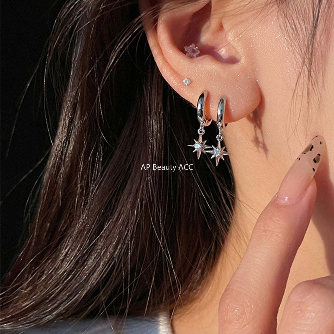A관 - 925 은침 별 큐빅 귀걸이 [EH-3418] 25.03-3