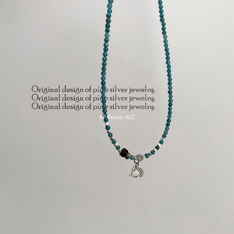 A관 - 925 실버 핸드메이드 코끼리 펜던트 아파타이트 팔찌 목걸이 [1545] 25.11-2