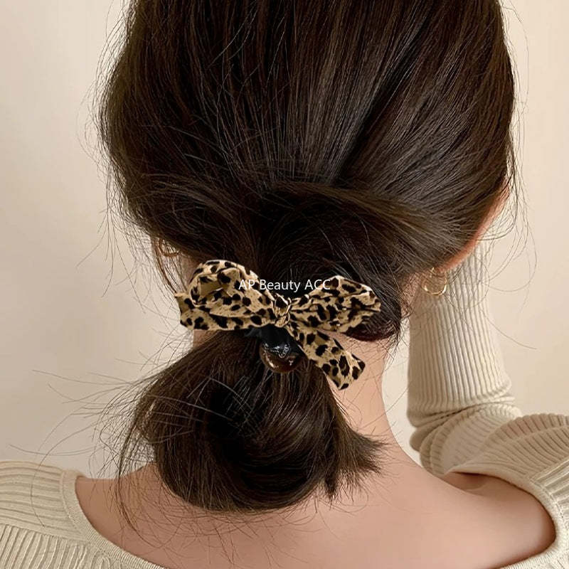 E관 - 호피 패브릭 리본 곱창 헤어밴드 [27487] 25.09-4