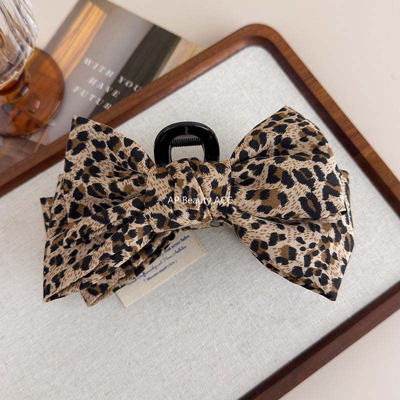 E관 - 레오파드 패턴 리본 디자인 집게핀 [27689] 25.11-3