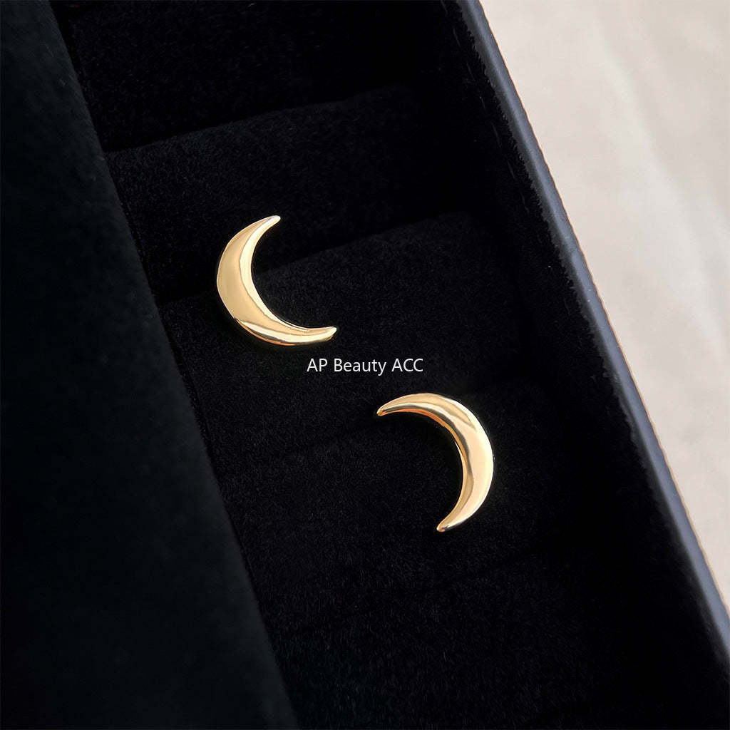 C관 - 초승달 디자인 14K 도금 925 은침 미니멀 귀걸이 [5687] 25.03-2
