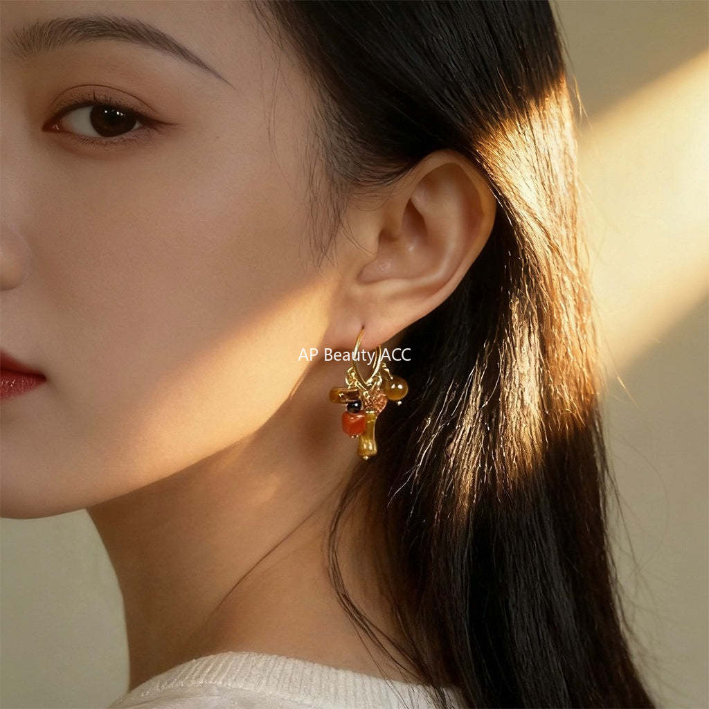 C관 - 핸드메이드 호안석 아게이트 태슬 귀걸이 [7178] 25.12-3