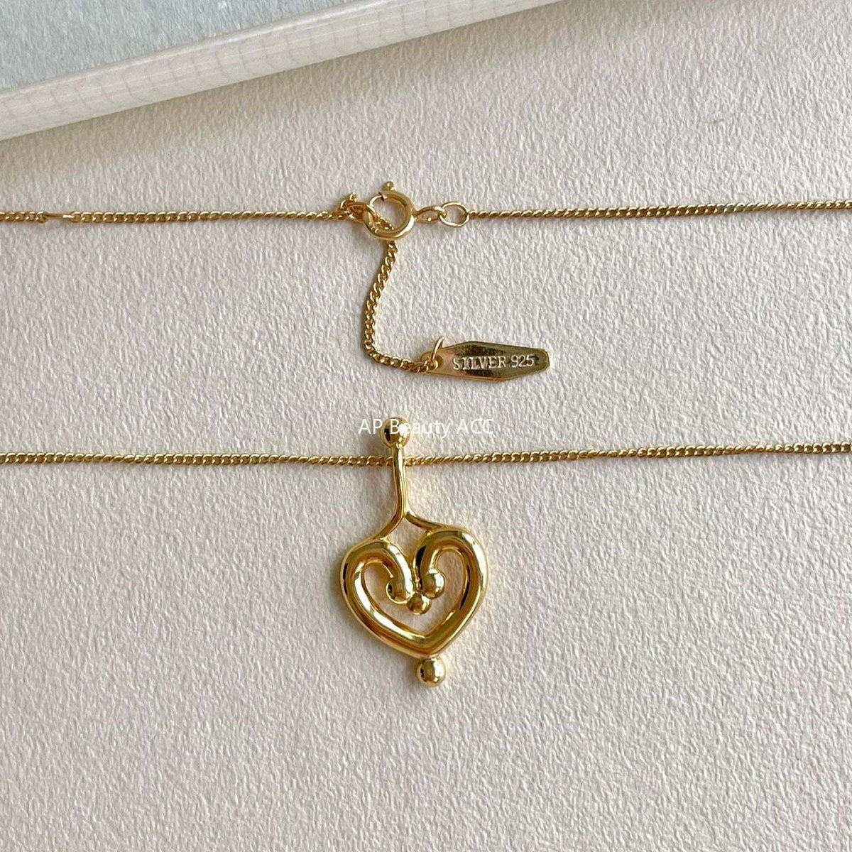 F관 - 925 실버 하트 펜던트 목걸이 [B1382] 25.11-3